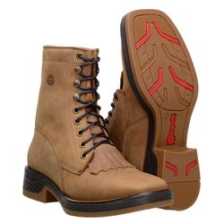 Coturno Masculino Em Couro Nobre Tabaco Com Cadarço - 9020-tab - CAPELLI BOOTS