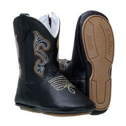 Texana Baby Country Em Couro Preto - Baby-Preto - CAPELLI BOOTS