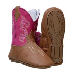 Texana Bebê Em Couro Legítimo Rosa - Baby-Rosa - CAPELLI BOOTS