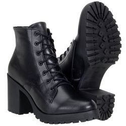 Coturno Feminino Salto Alto Tratorado 100% Couro Nobre Preto - 7801-pr... - CAPELLI BOOTS