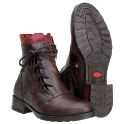 Coturno Feminino 100% Couro Legítimo Na Cor Café e Detalhe Vermelho - ... - CAPELLI BOOTS