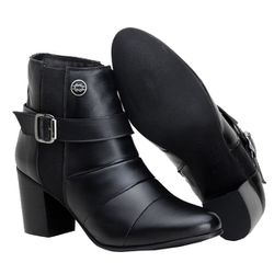 Bota Feminina Social De Salto Cano Curto Em Couro - 3134-preto - CAPELLI BOOTS