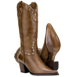 Texana Feminina Em Couro Legítimo Cor Pinhão - 3061-pinhao - CAPELLI BOOTS