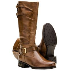 Bota Montaria Feminina Em Couro Legítimo Cor Pinhão - 3033-pinhao - CAPELLI BOOTS