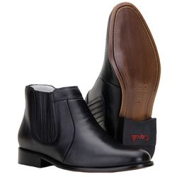 Botina Social Masculina Com Detalhe Em Elástico Cor Preta - 700 - CAPELLI BOOTS