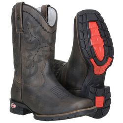 Texana Masculina Com Bordados Em Couro Legítimo Cor Preto - 8110-Preto - CAPELLI BOOTS