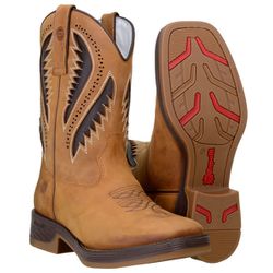 Texana Muladeiros Masculina Country Cano Em Laser Couro Nobre Castor -... - CAPELLI BOOTS