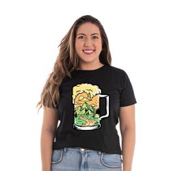 Camiseta Baby Look Open Beer - Estampada Caneca de... - CAPITÃO PIRATA