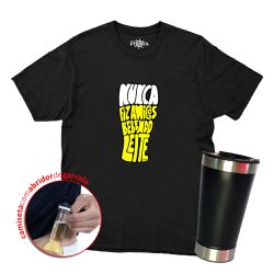 Camiseta + Copo Nunca Fiz Amigos Bebendo Leite - CAPITÃO PIRATA