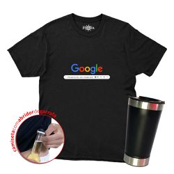  Camiseta + Copo Frases Google Masculina com Abrid... - CAPITÃO PIRATA