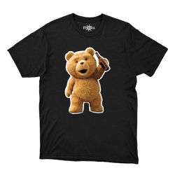 Camiseta Preta - Estampa Ursinho Ted Masculina com... - CAPITÃO PIRATA
