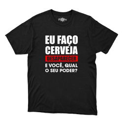 Camiseta Preta - Frase Eu Faço Cerveja Desaparecer... - CAPITÃO PIRATA