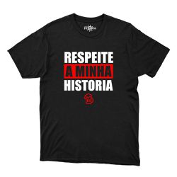 Camiseta Preta - Frase Respeita Minha História. - ... - CAPITÃO PIRATA
