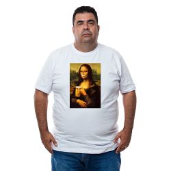 Camiseta Plus Size - Estampa Mona Lisa. - CAM0005-... - CAPITÃO PIRATA