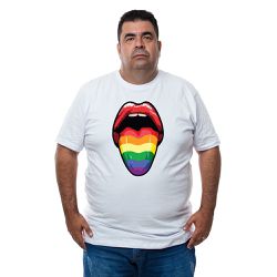 Camiseta Plus Size - Estampa Língua Arco-íris. - ... - CAPITÃO PIRATA