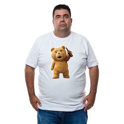 Camiseta Plus Size - Estampa Ursinho Ted. - CAM005... - CAPITÃO PIRATA
