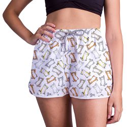 Short Feminino - Branco - Gatinhos - RSF0115 - CAPITÃO PIRATA