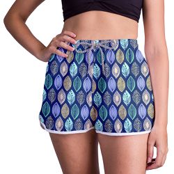 Short Feminino - Azul - Folhas - RSF0135 - CAPITÃO PIRATA