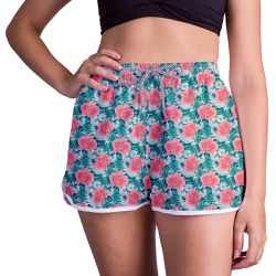 Short Feminino - Azul/Verde - Floral - RSF0148 - CAPITÃO PIRATA