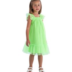 VESTIDO INFANTIL MON SUCRÉ TULE VERDE NEON 3127320... - CARAMELADA KIDS