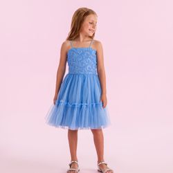 VESTIDO INFANTIL FESTA AZUL CARBONO PETIT CHERIE 3... - CARAMELADA KIDS