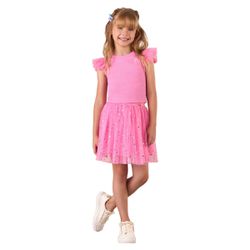 CONJUNTO INFANTIL MON SUCRÉ SAIA ROSA TULES 802507... - CARAMELADA KIDS