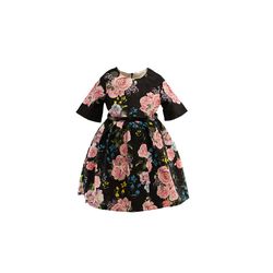Vestido Infantil Festa Luluzinha Preto Rosas 10060... - CARAMELADA KIDS