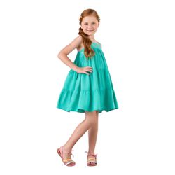 VESTIDO INFANTIL FUNDO DO MAR VERDE TURQUZA RELAX ... - CARAMELADA KIDS