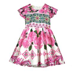 VESTIDO FESTA INFANTIL ROSAS LULUZINHA Pink - 9010... - CARAMELADA KIDS