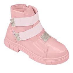 BOTA COTURNO PAMPILI LUCKY ZIPER LATERAL ROSA VERN... - CARAMELADA KIDS