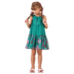 VESTIDO MON SUCRÉ INFANTIL VERDE FESTA VERDE HAPPY... - CARAMELADA KIDS