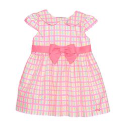 VESTIDO BEBÊ MON SUCRE XADREZ ROSA NEON SPRING 312... - CARAMELADA KIDS