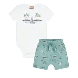 CONJUNTO MOLETINHO BARCO & VELA INFANTIL BRANCO MI... - CARAMELADA KIDS