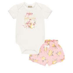 CONJUNTO BODY LEMON BEBÊ ROSA MILON - 13733 - CARAMELADA KIDS