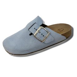 Clogs Ox em Couro Camurça Cor Azul Bebê - Ox.Acessórios