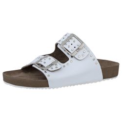 Papete Ox Duas Fivelas em Couro Naturalle Cor White Metal com Tachas - Ox.Acessórios