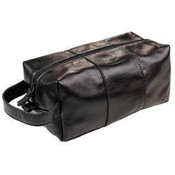 Necessaire Burgos Couro Preto Social com Alça de M... - CARDENA MADERA