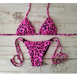 New Lacinho Animal Print Rosa - CARIOKAS MODA PRAIA