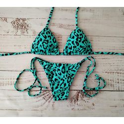 New Lacinho Animal Print Verde - CARIOKAS MODA PRAIA