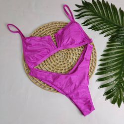 Conjunto Aro V Rosa Canelado - CARIOKAS MODA PRAIA