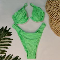 Aro W Verde Limão Canelado - CARIOKAS MODA PRAIA