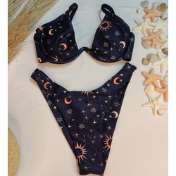 Aro W Constelação Azul Canelado - CARIOKAS MODA PRAIA