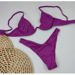 Aro W Lurex Lilás - CARIOKAS MODA PRAIA