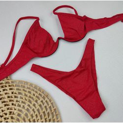 Aro W Lurex Vermelho - CARIOKAS MODA PRAIA