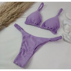 Conjunto Frufru Lavanda Canelado - CARIOKAS MODA PRAIA