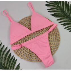 Conjunto Ivy Rosa Chiclete Liso - CARIOKAS MODA PRAIA
