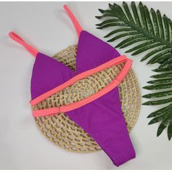 Conjunto Ivy Ibiza Roxo com Tiras Pessêgo - CARIOKAS MODA PRAIA