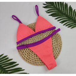 Conjunto Ivy Ibiza Pessêgo com tiras Roxas - CARIOKAS MODA PRAIA