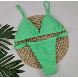 Conjunto Ivy Verde Limão Canelado - CARIOKAS MODA PRAIA