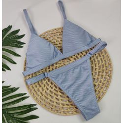 Conjunto Ivy Cinza Espacial Canelado - CARIOKAS MODA PRAIA